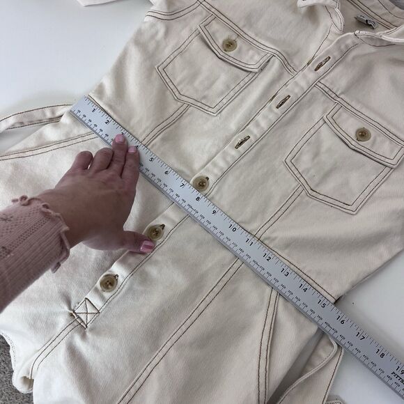 Rhythm Romper Womens Medium Sinclair Denim Boiler Suit Romper Utility Cream - Picture 7 of 13